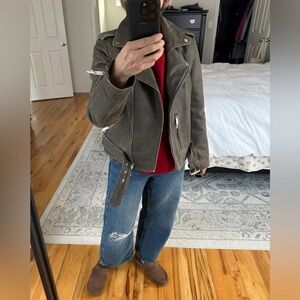 Quince 100% Leather Motorcycle Jacket in distressed brown S